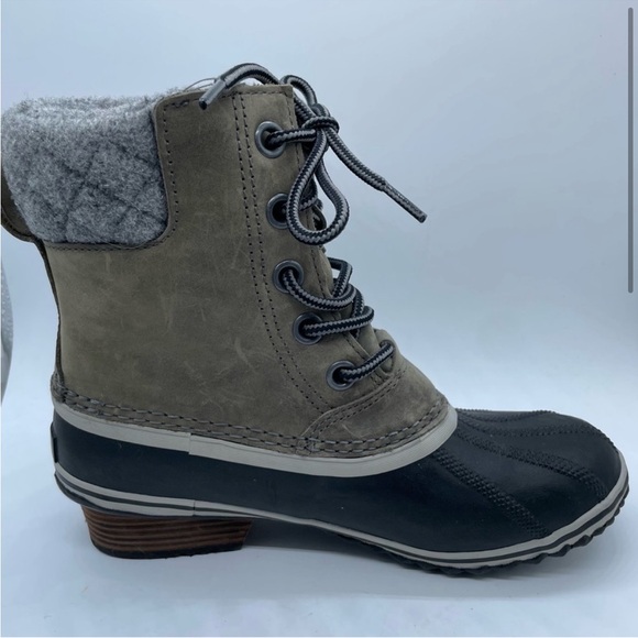 SOREL Slimpak II Women’s Ankle Boots Taupe Grey Suede Black 7.5 Waterproof - Picture 6 of 9